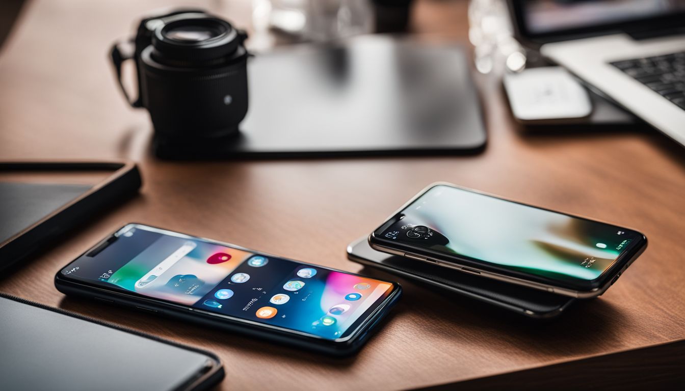 Une photo d'un smartphone avec une application de programme de fidélité sur un bureau moderne. Une photo d'un smartphone avec une application de programme de fidélité sur un bureau moderne.