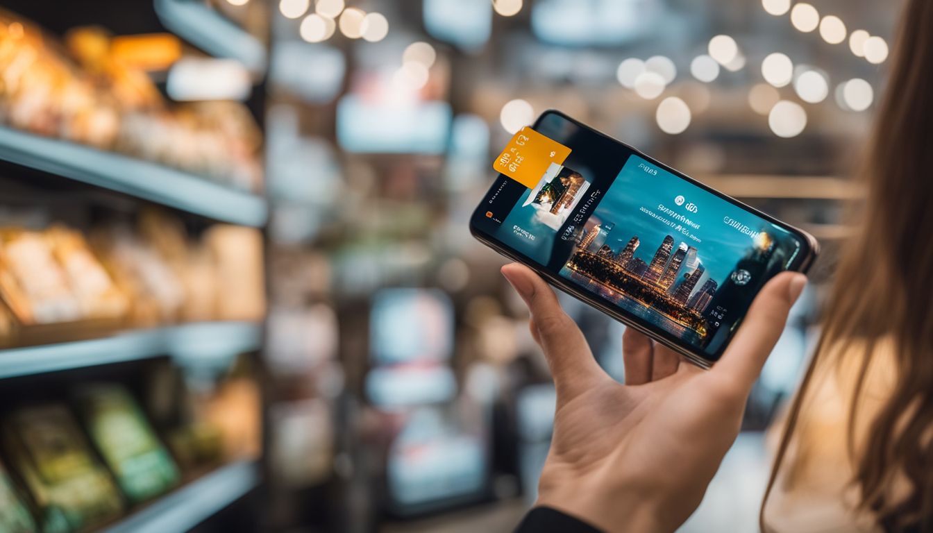 Une carte de fidélité numérique sur un smartphone avec un décor moderne. Une carte de fidélité numérique sur un smartphone avec un décor moderne.